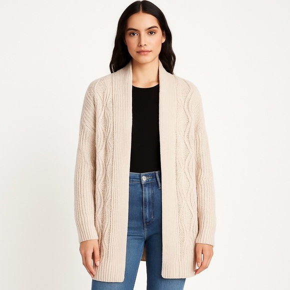 Old Navy Sweaters - Old Navy cozy chunky knit open front longline cable cardigan sweater S latte